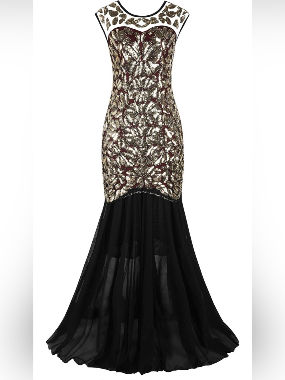 PrettyGuide Women 's 1920s Black Sequin Gatsby Maxi Long Evening Prom Dress